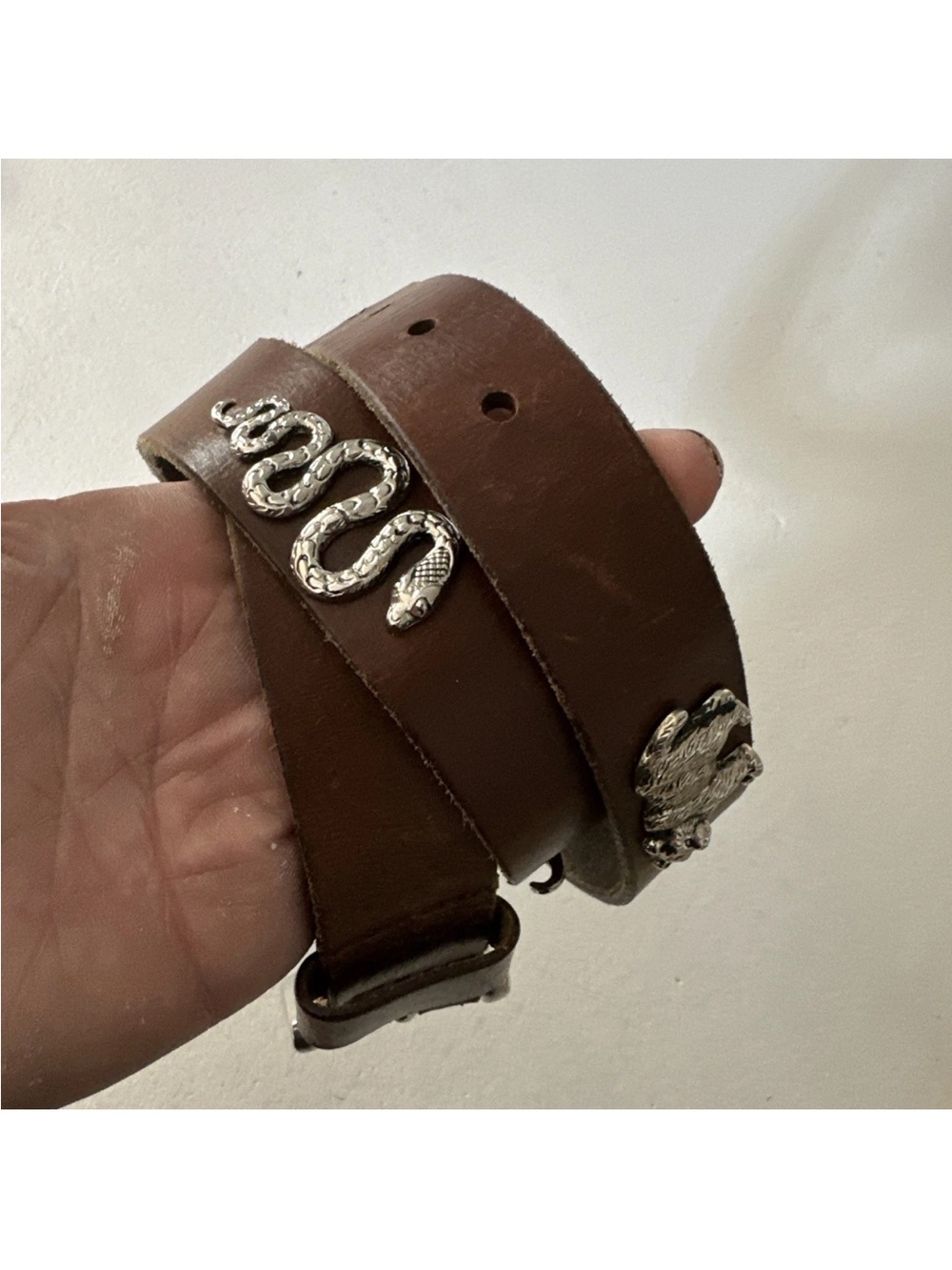 VINTAGE CAPEZIO LEATHER BELT METAL ANIMAL CONCHOS M/L BEAR, SNAKE LIZARD - Picture 11 of 13